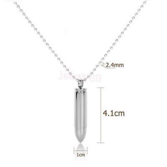 STAINLESS STEEL PILL CASE/ASH URN BULLET NECKLACE - Picture 6 of 6